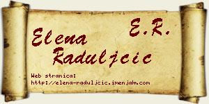Elena Raduljčić vizit kartica